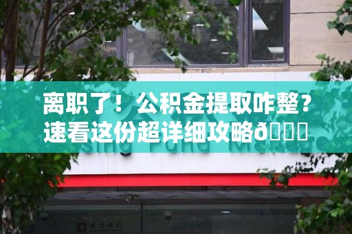 广德离职了！公积金提取咋整？速看这份超详细攻略😎